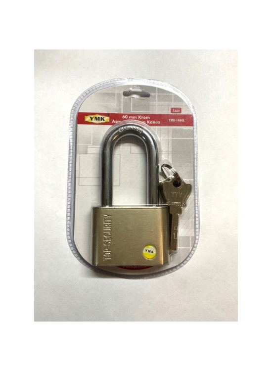 YMK-1450L 60 mm krom asma kilit uzun kanca